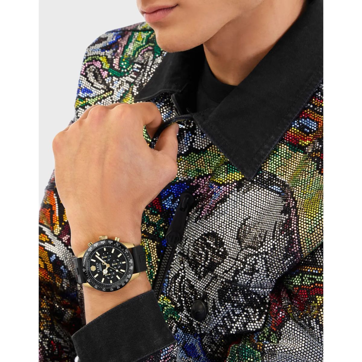 Herren Chronograph Uhr Schwarz und Gold