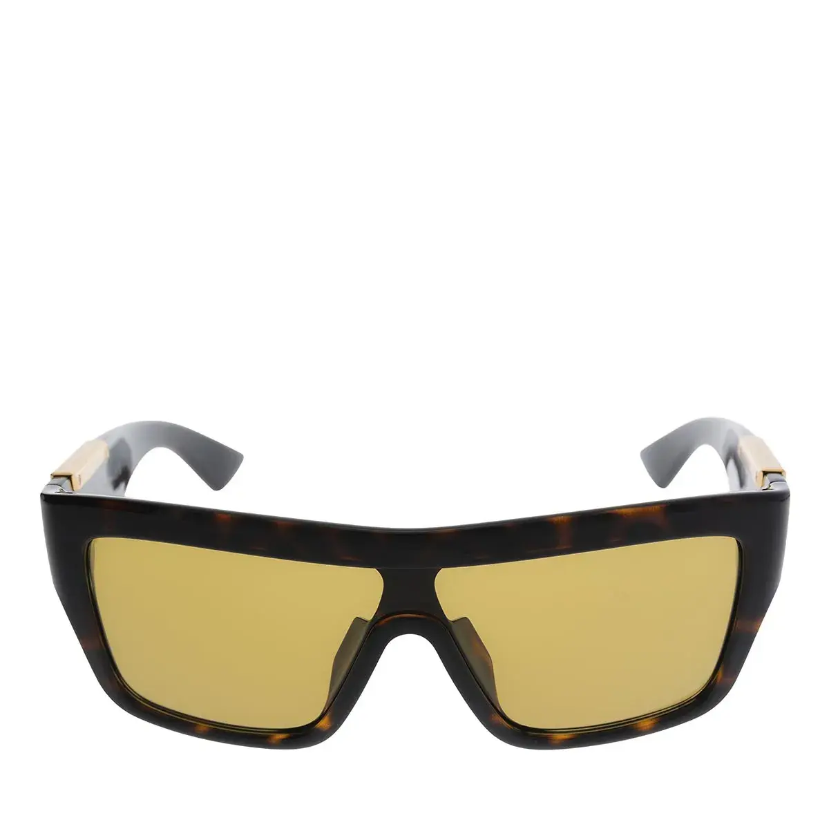 Rechteckige Schildpatt-Sonnenbrille mit goldenen Details