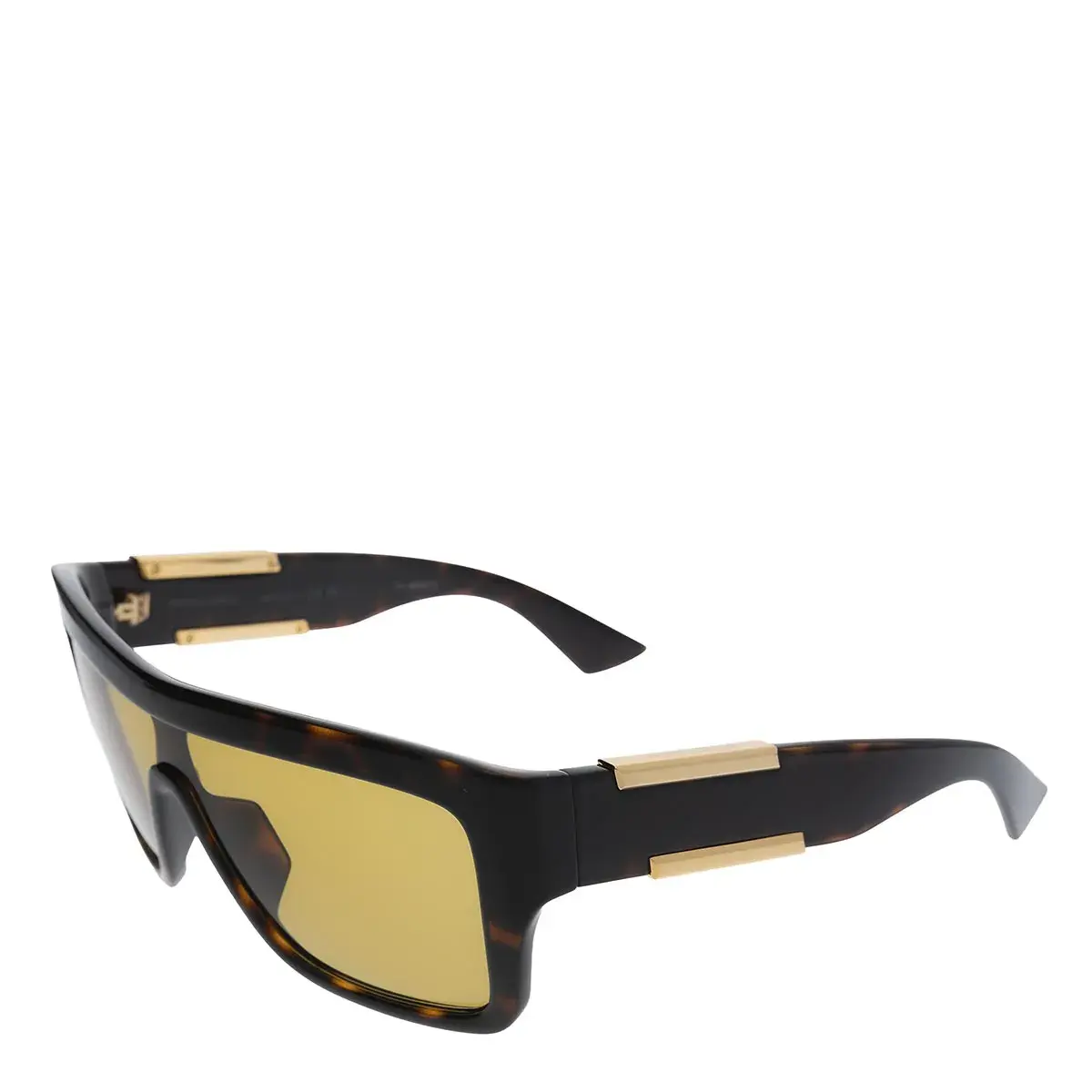 Rechteckige Schildpatt-Sonnenbrille mit goldenen Details