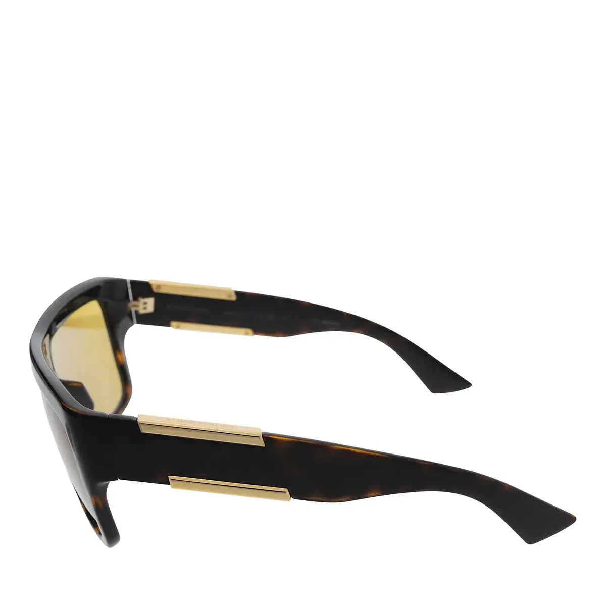 Rechteckige Schildpatt-Sonnenbrille mit goldenen Details