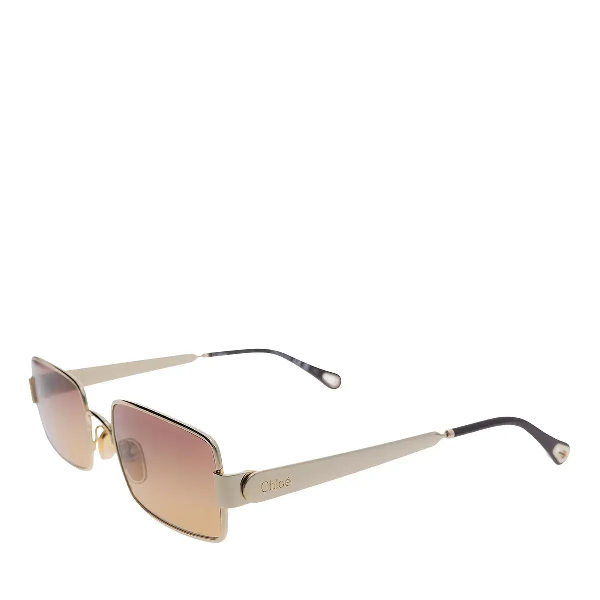 Quadratische Sonnenbrille mit goldenem Rahmen und Farbverlauf