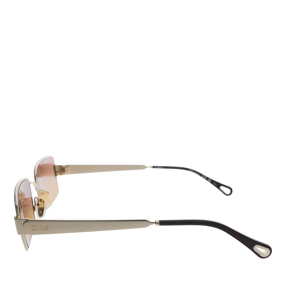 Quadratische Sonnenbrille mit goldenem Rahmen und Farbverlauf