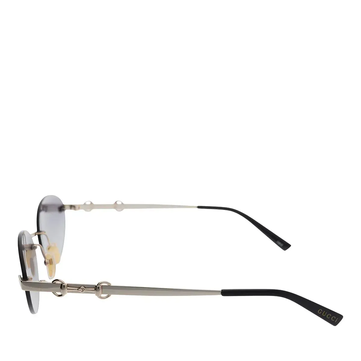 Ovale randlose Sonnenbrille mit Pferdegebiss-Detail