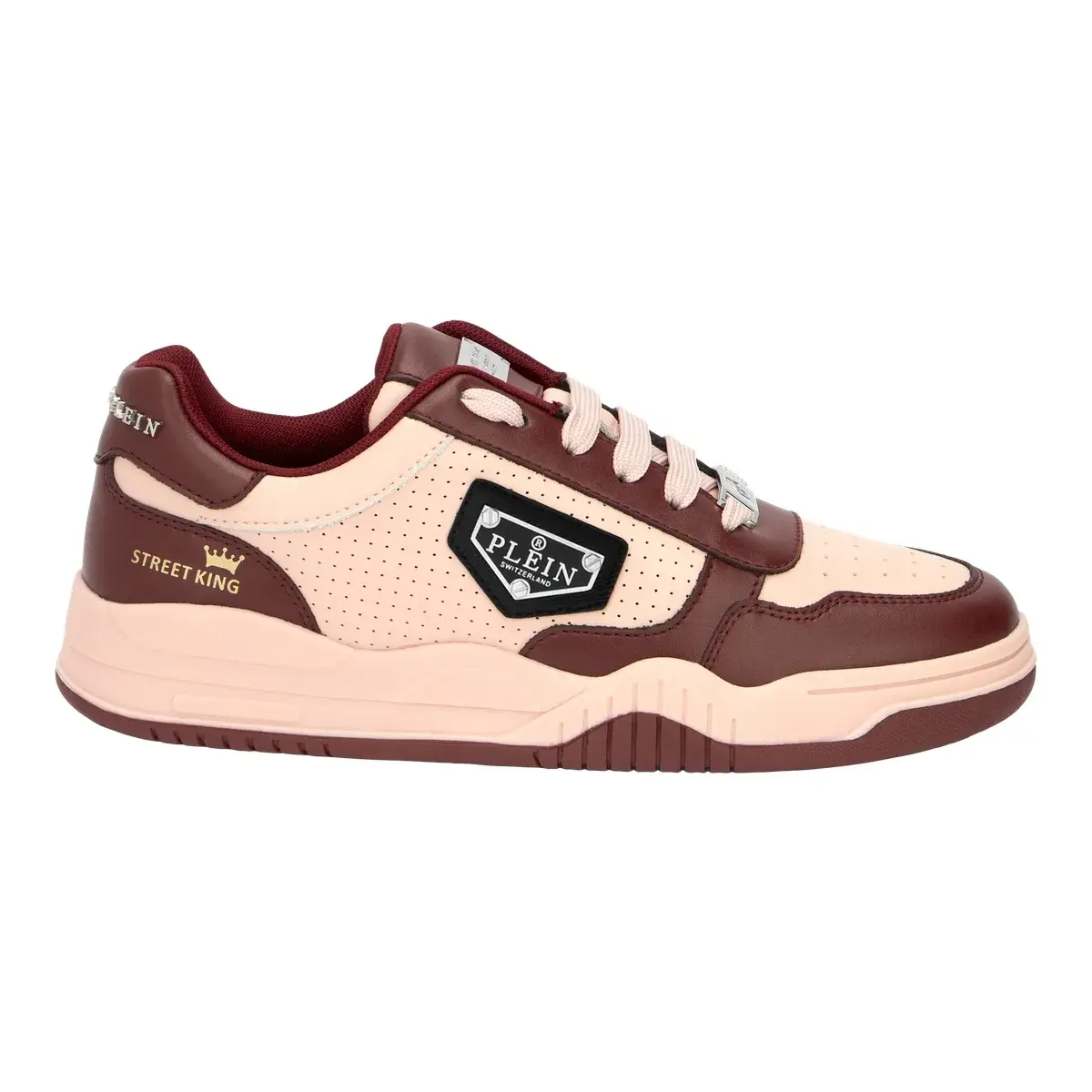 Zweifarbige Leder-Low-Top-Sneakers