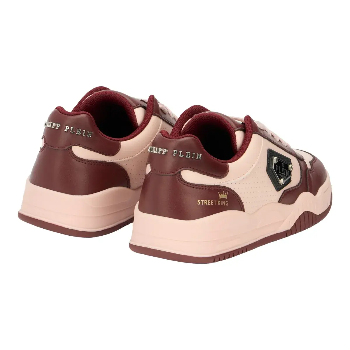 Zweifarbige Leder-Low-Top-Sneakers