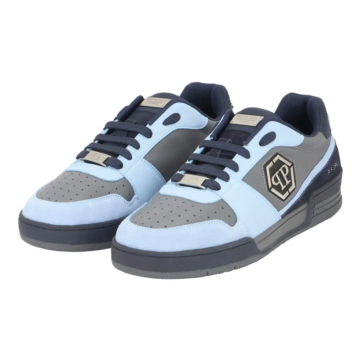 Zweifarbige Low-Top-Sneakers mit Einsätzen