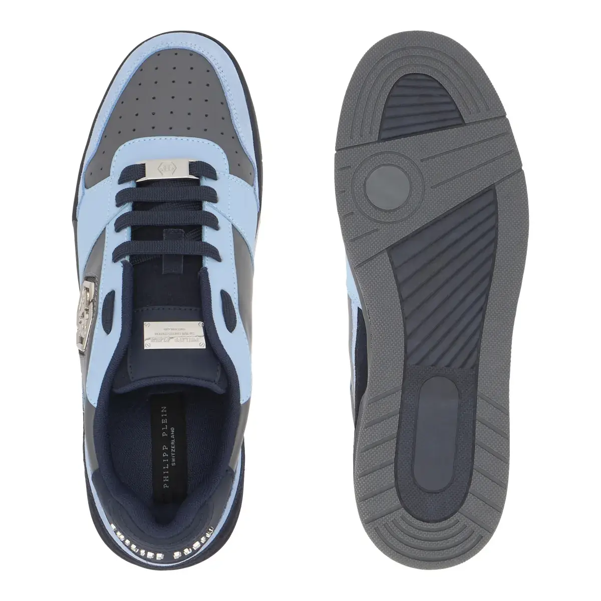 Zweifarbige Low-Top-Sneakers mit Einsätzen