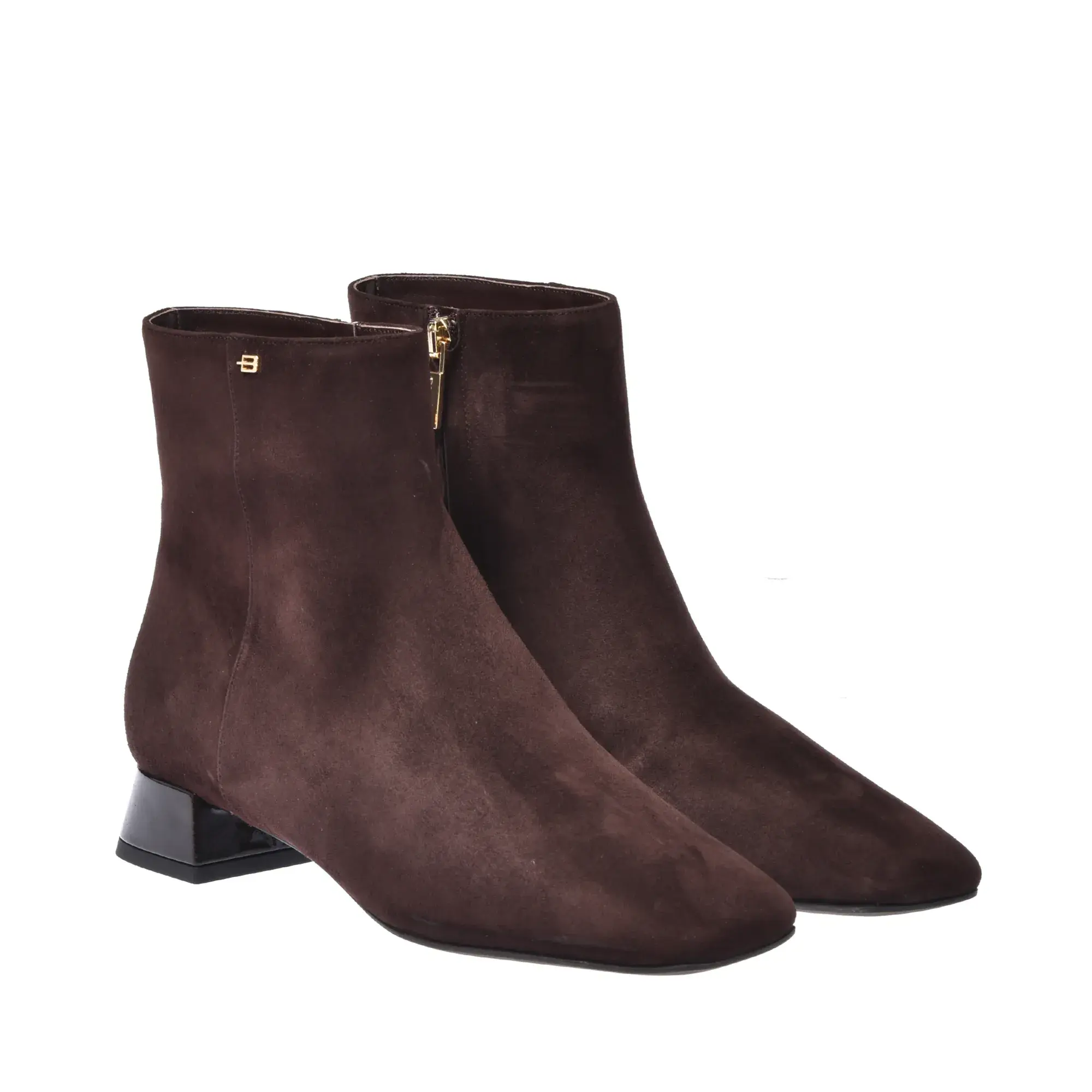 Stiefeletten aus Wildleder mit Blockabsatz