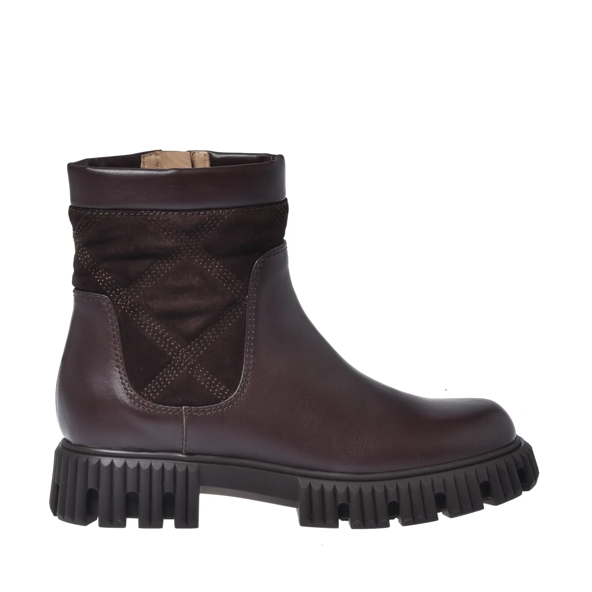 Braune Leder-Stiefeletten mit Profilsohle