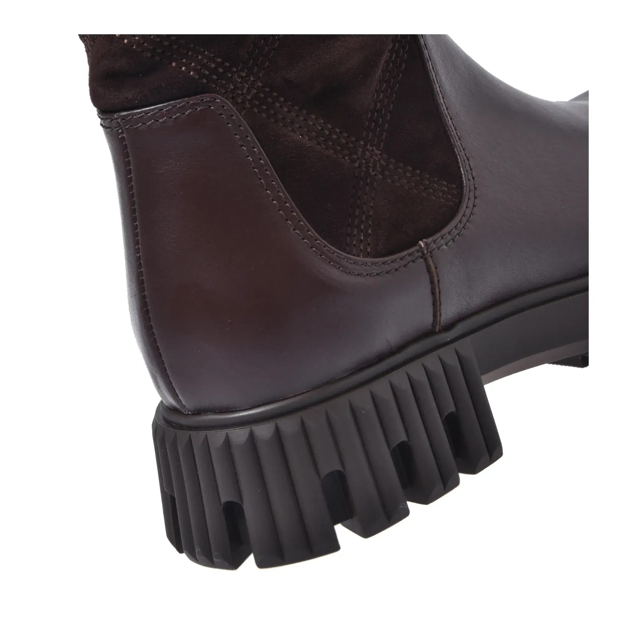 Braune Leder-Stiefeletten mit Profilsohle