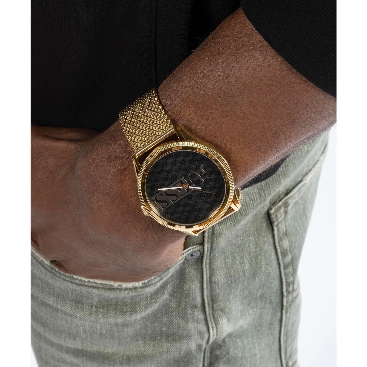 Goldfarbene Mesh Strap Unisex Uhr