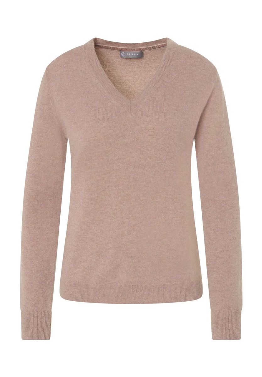 Eleganter Kaschmir Strickpullover mit V-Ausschnitt