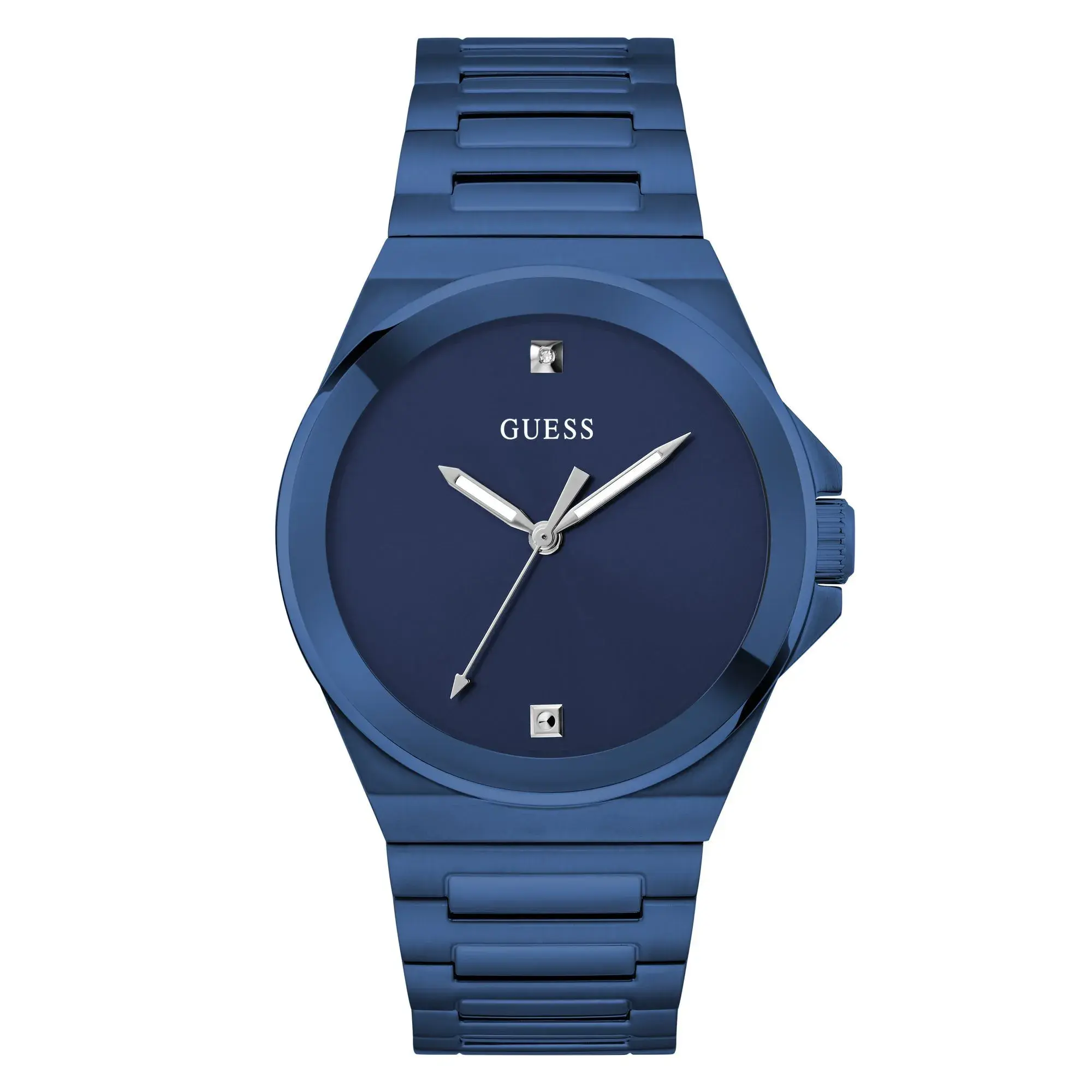 Minimalistische blaue Edelstahluhr