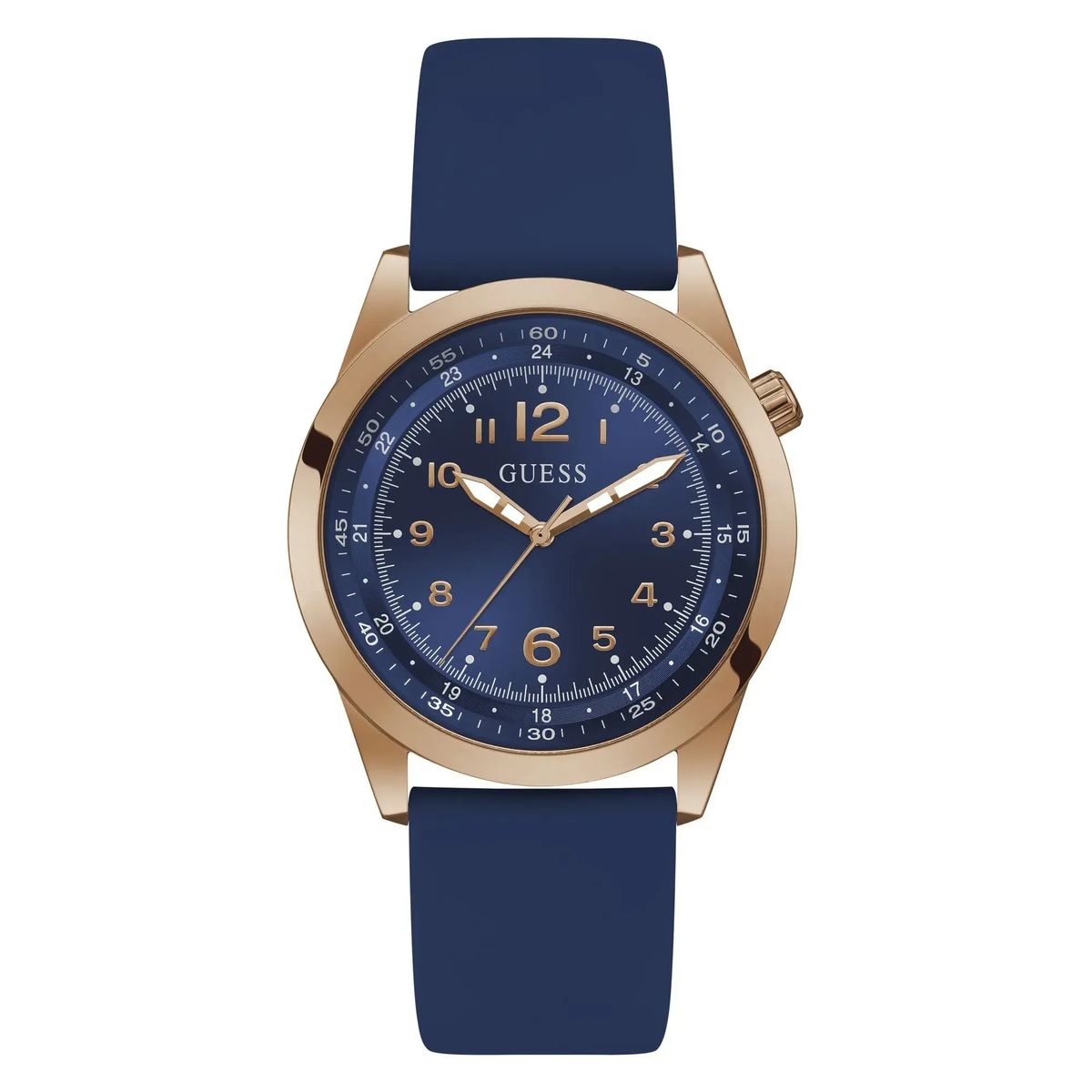 Sportliche Marineblaue Uhr mit Roségold-Details