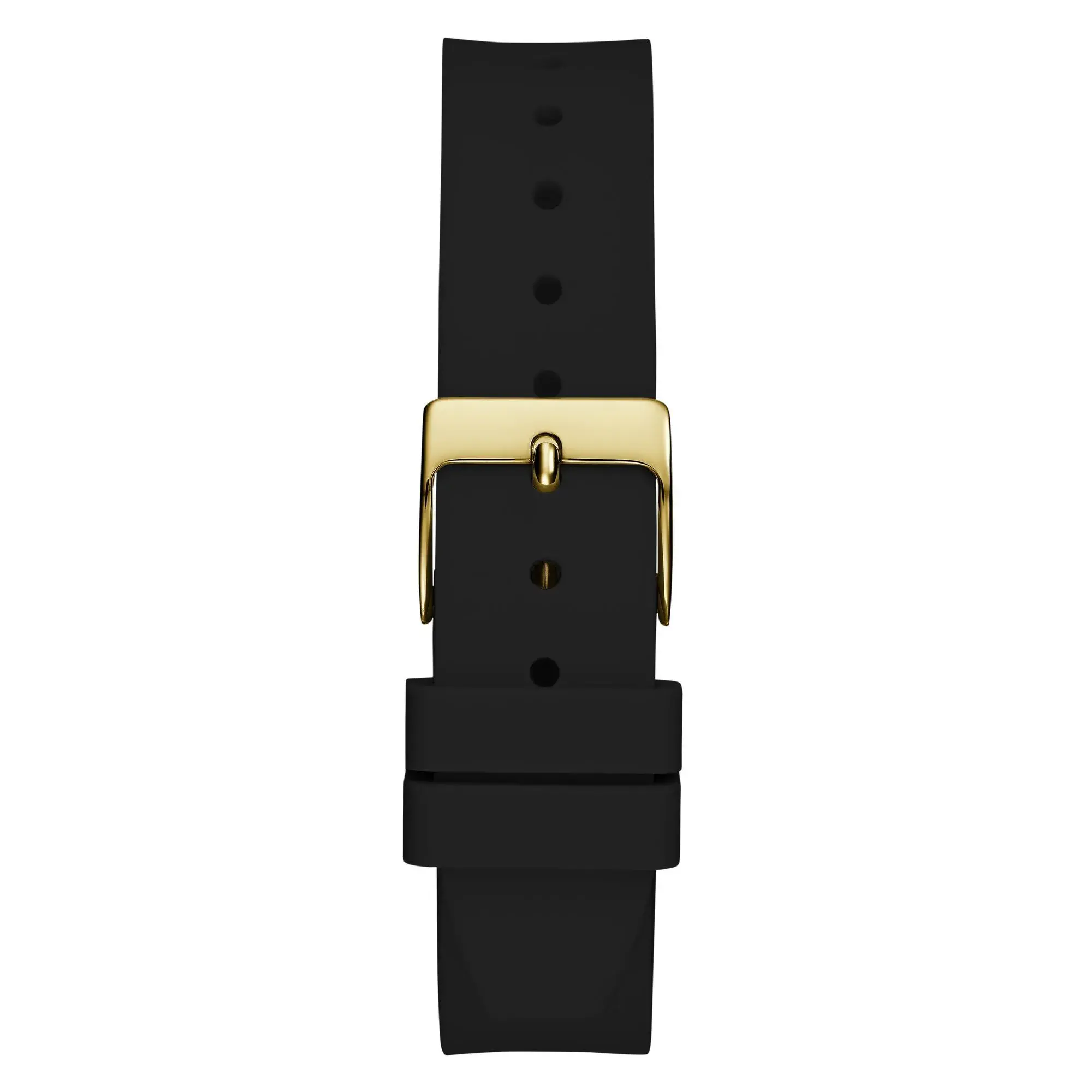 Goldfarbene Uhr mit schwarzem Armband