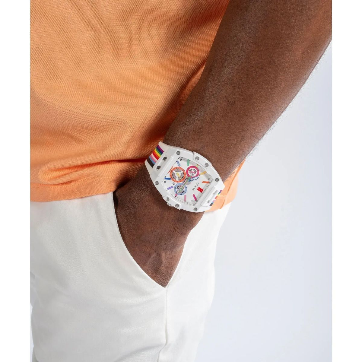 Unisex Weiße Regenbogen Chronograph Uhr