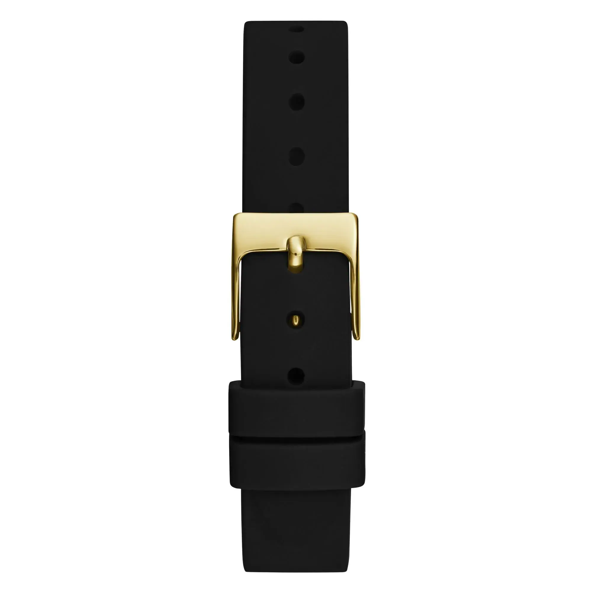 Elegante goldfarbene Uhr mit schwarzem Armband
