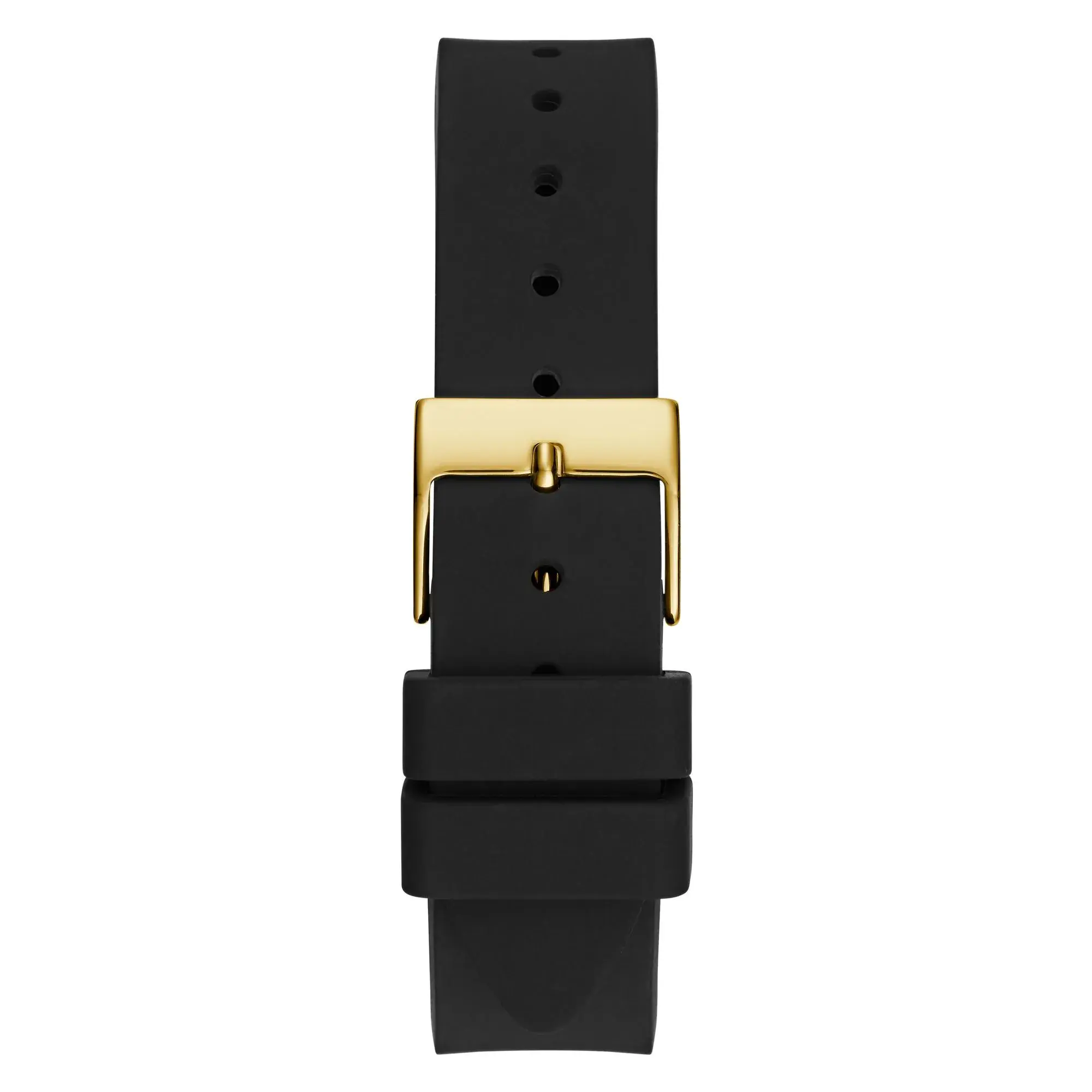 Goldfarbene Uhr mit schwarzem Silikonarmband