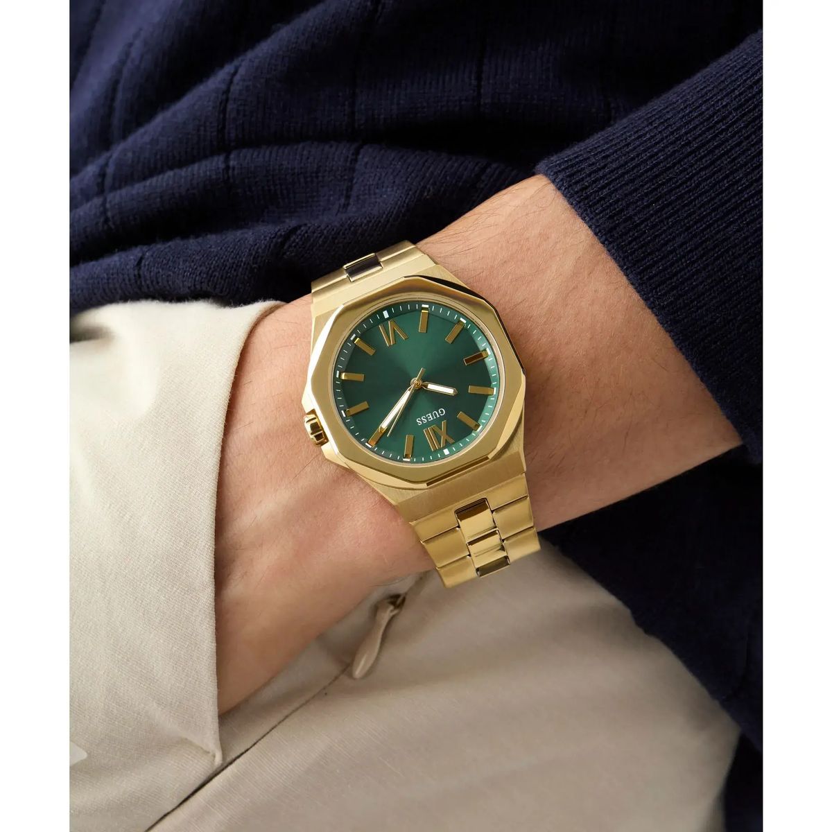 Unisex Goldfarbene Edelstahl Uhr