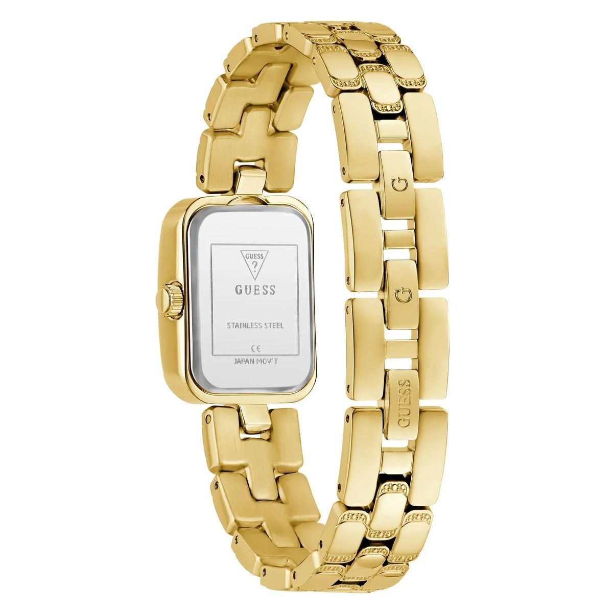 Goldfarbene, rechteckige Armbanduhr
