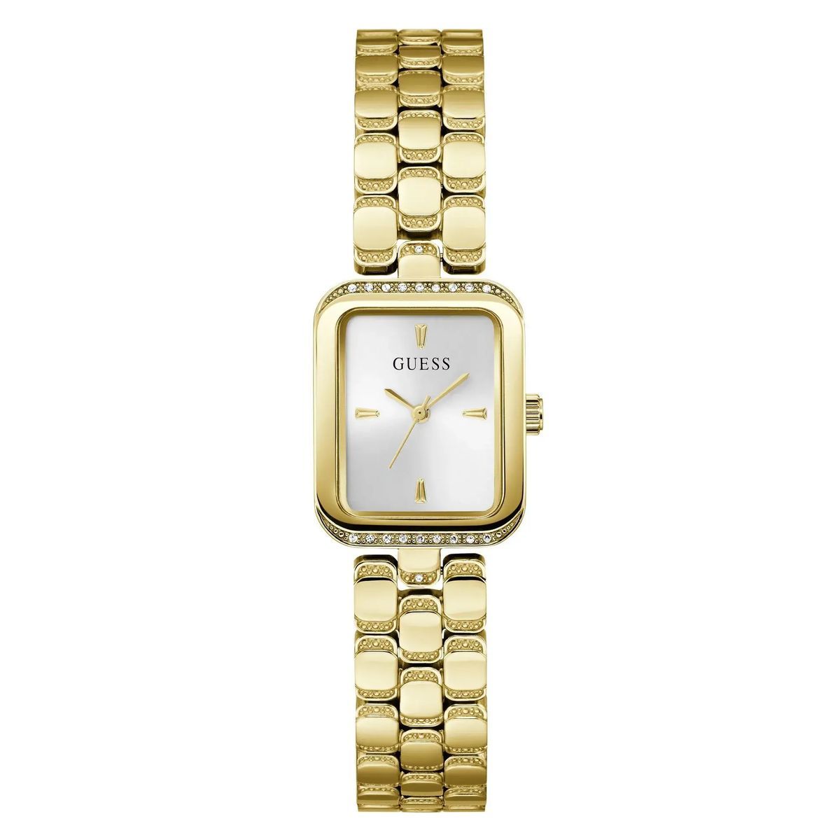 Goldfarbene, rechteckige Armbanduhr