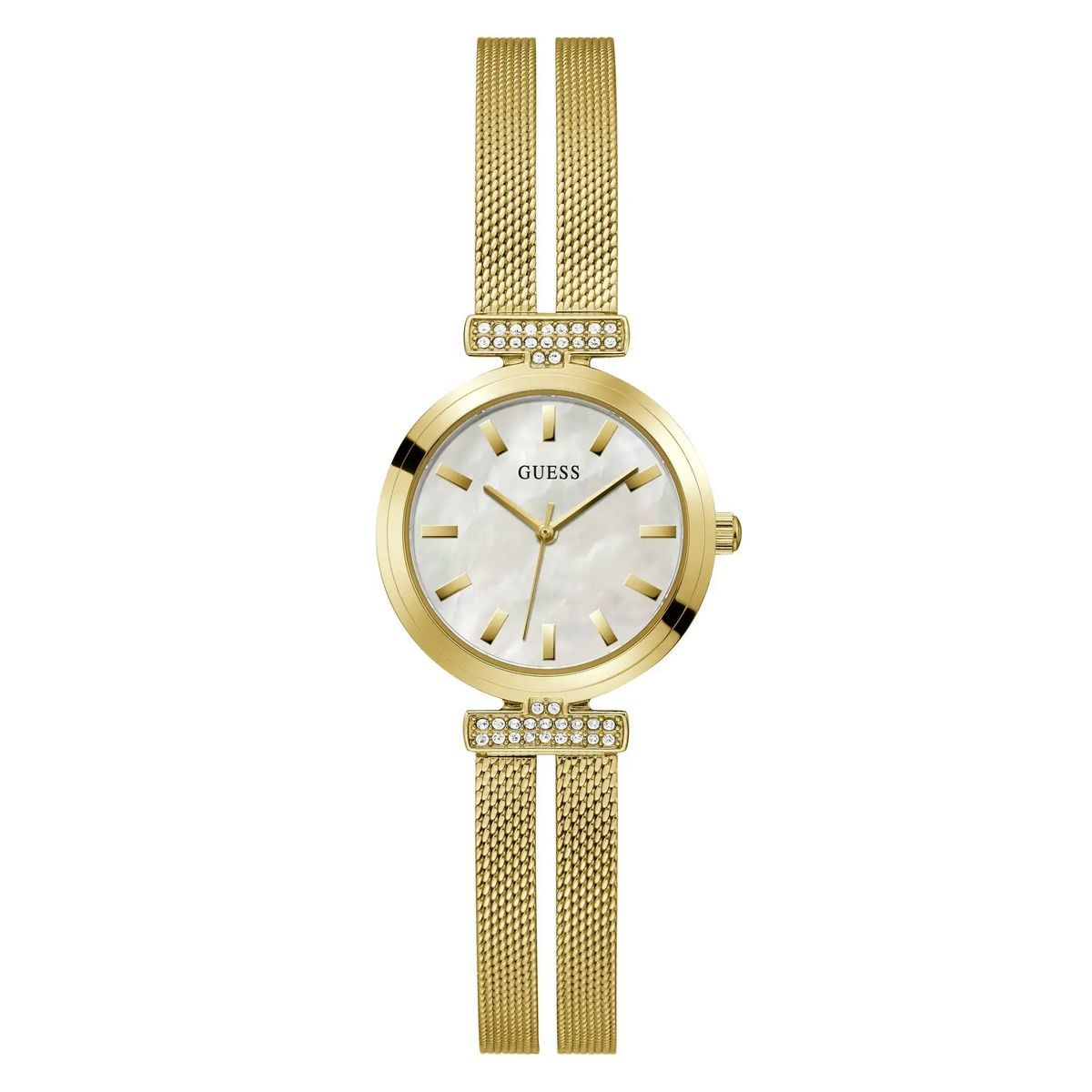Elegante goldfarbene Mesh-Armbanduhr