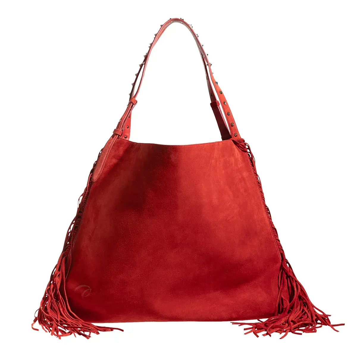 Rote Wildleder Fransen Hobo Tasche