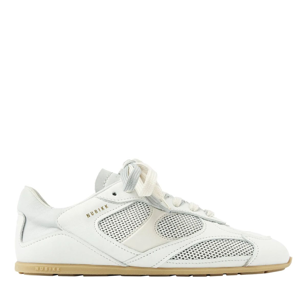 Weißer Leder-Mesh-Laufschuh
