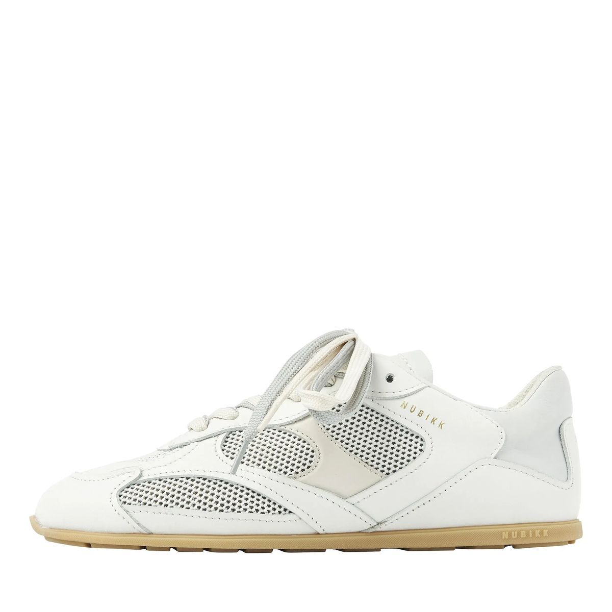 Weißer Leder-Mesh-Laufschuh