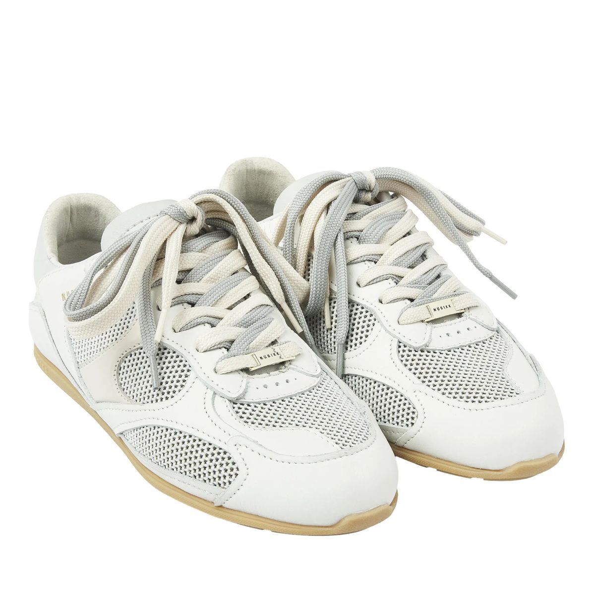 Weißer Leder-Mesh-Laufschuh