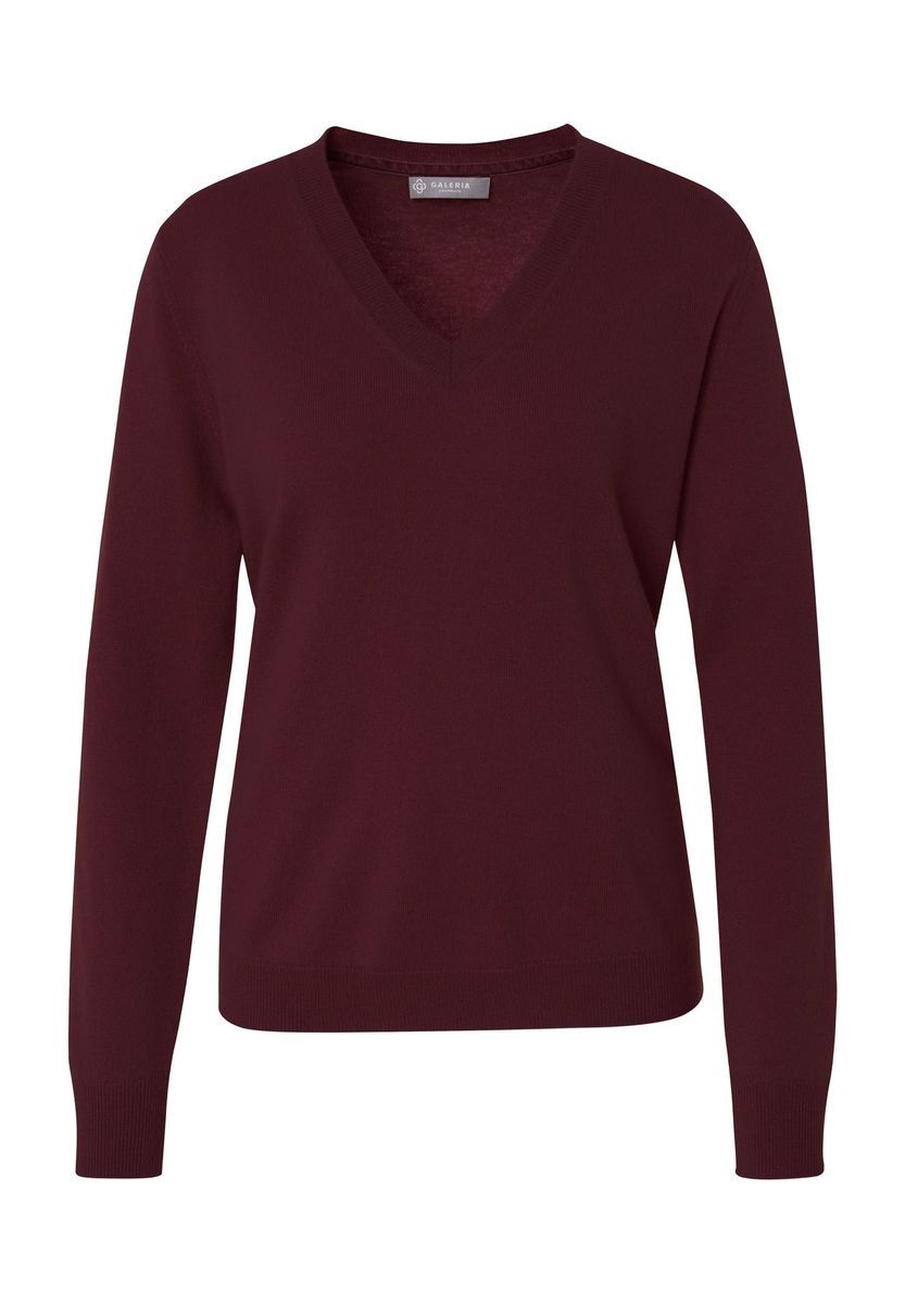 Klassischer Kaschmirpullover mit V-Ausschnitt