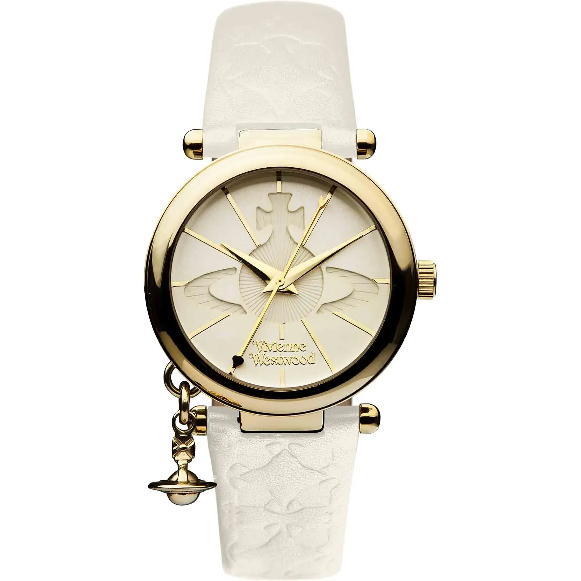 Elegante goldfarbene Orb Charm Uhr