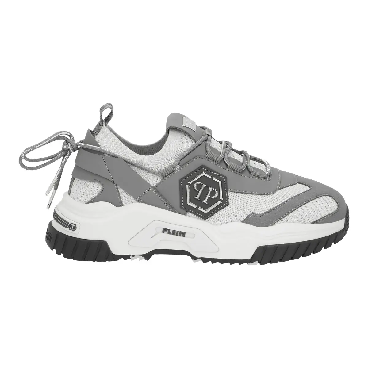 Grauer Philipp Plein Hexagon Lauf-Sneaker