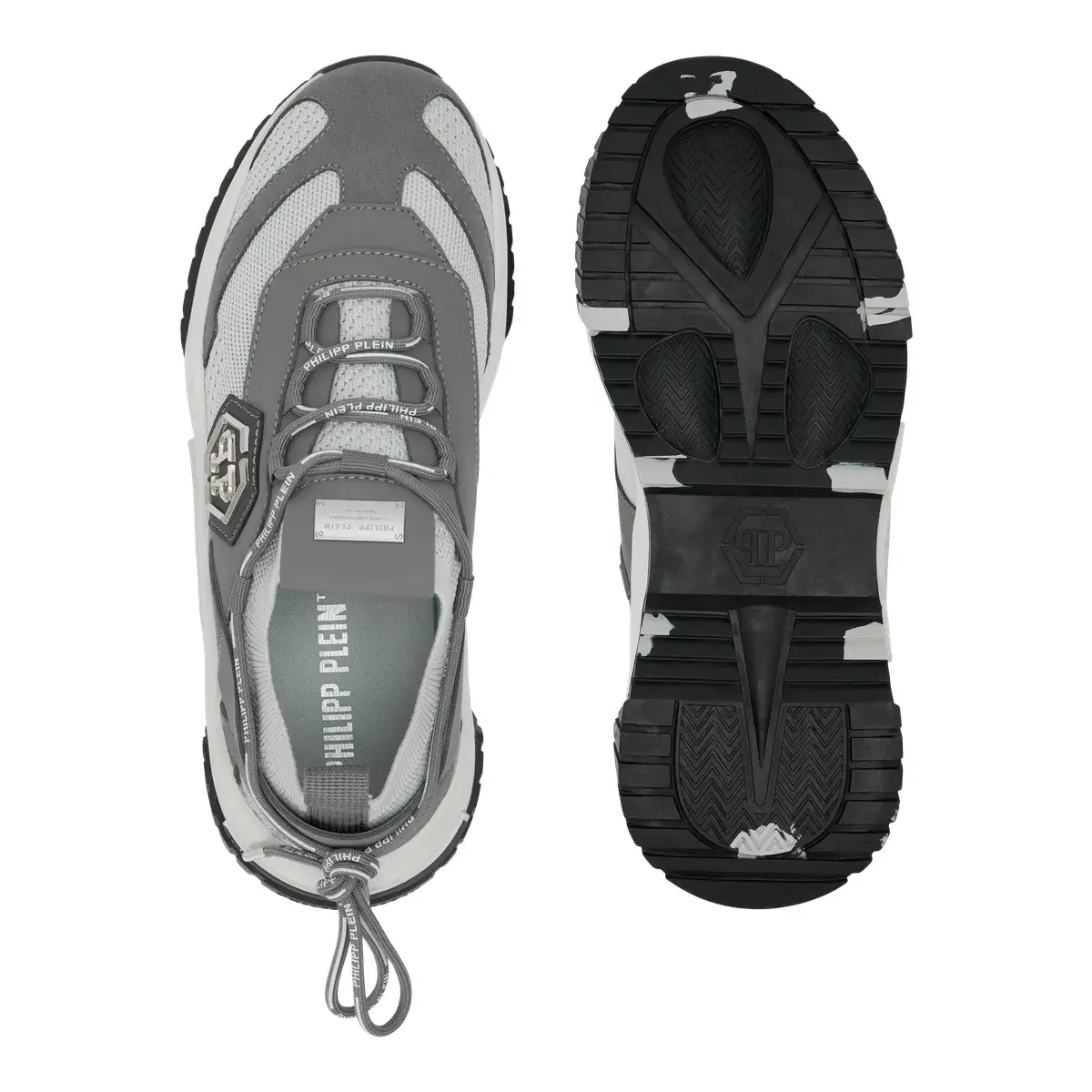 Grauer Philipp Plein Hexagon Lauf-Sneaker