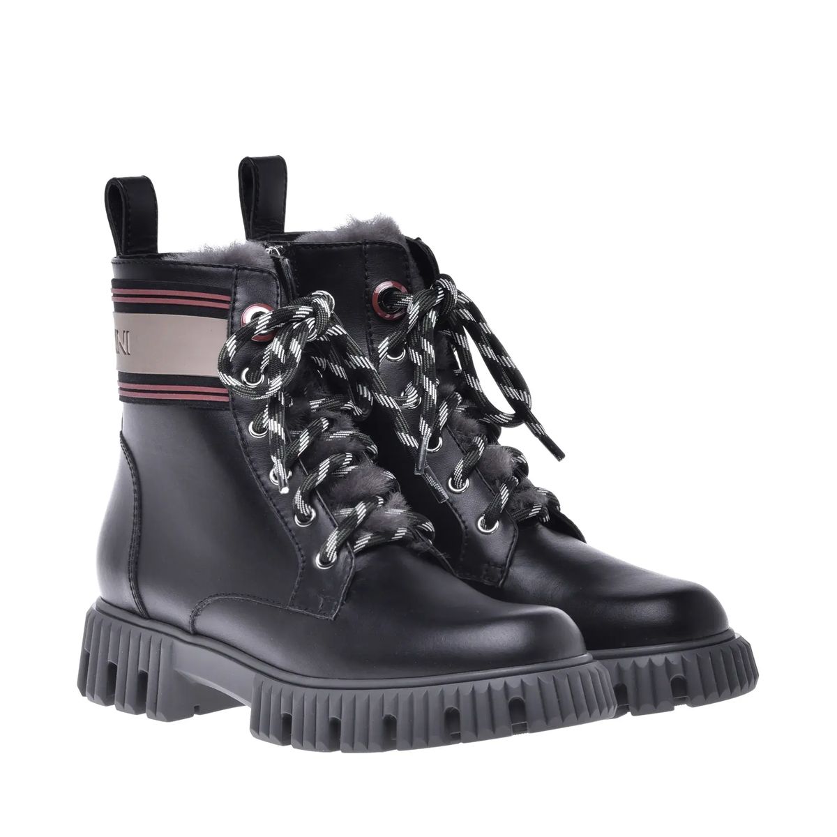 Schwarze Leder-Stiefeletten im Combat-Stil