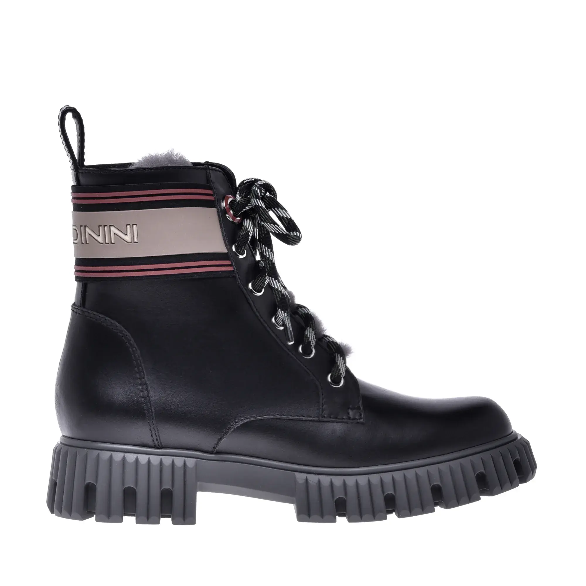 Schwarze Leder-Stiefeletten im Combat-Stil