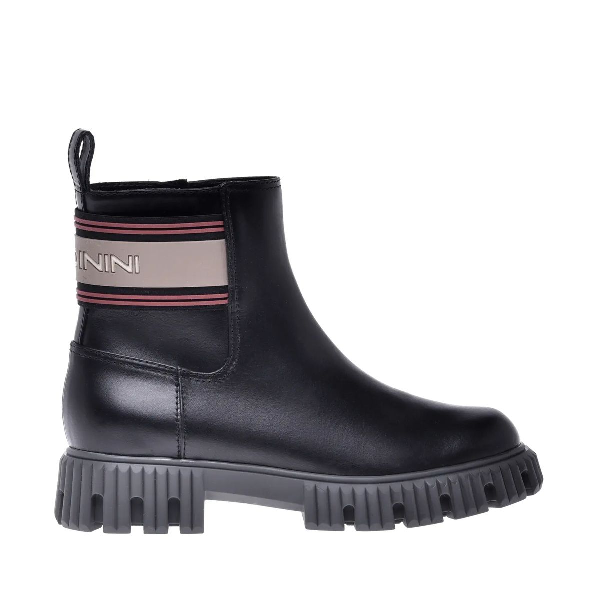 Knöchelhohe Lederstiefel mit Chunky-Sohle