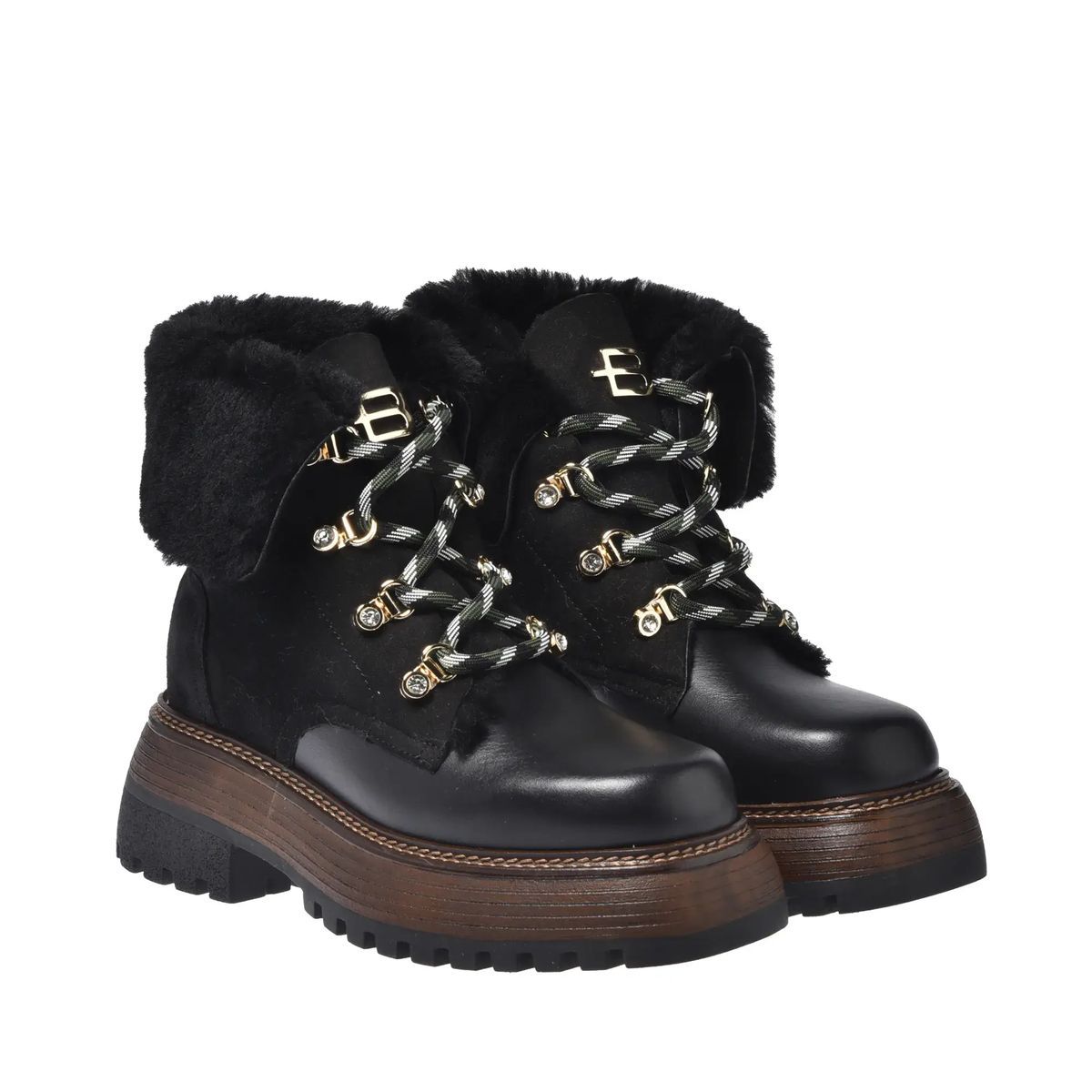 Leder-Stiefelette mit Fellfutter