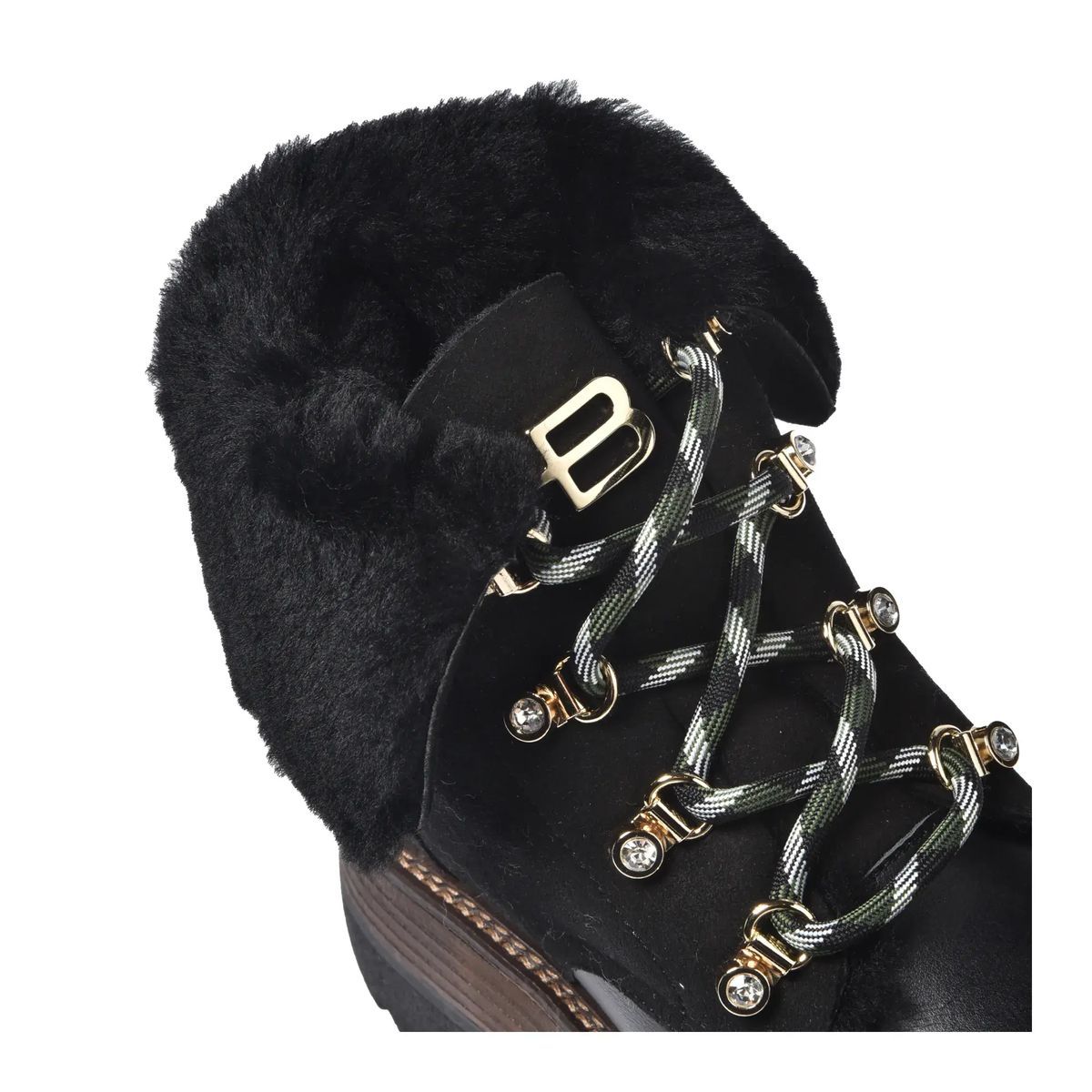 Leder-Stiefelette mit Fellfutter