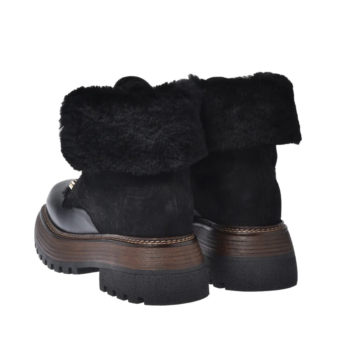 Leder-Stiefelette mit Fellfutter