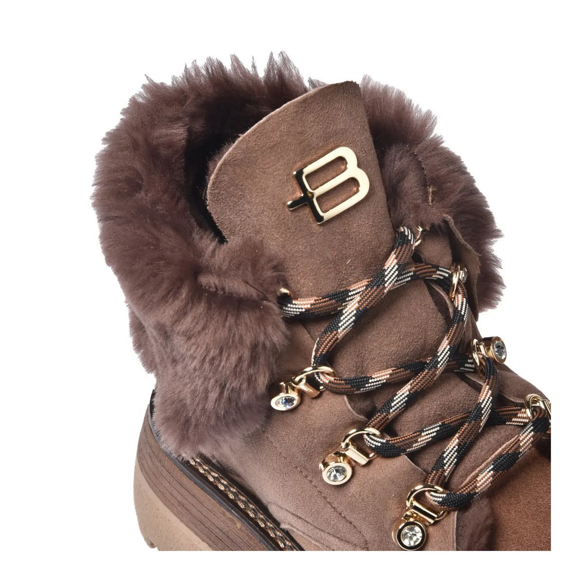 Taupe Wildleder Shearlingbesatz Stiefeletten
