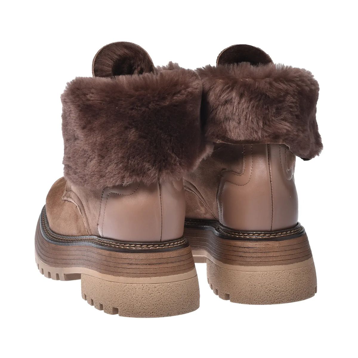 Taupe Wildleder Shearlingbesatz Stiefeletten