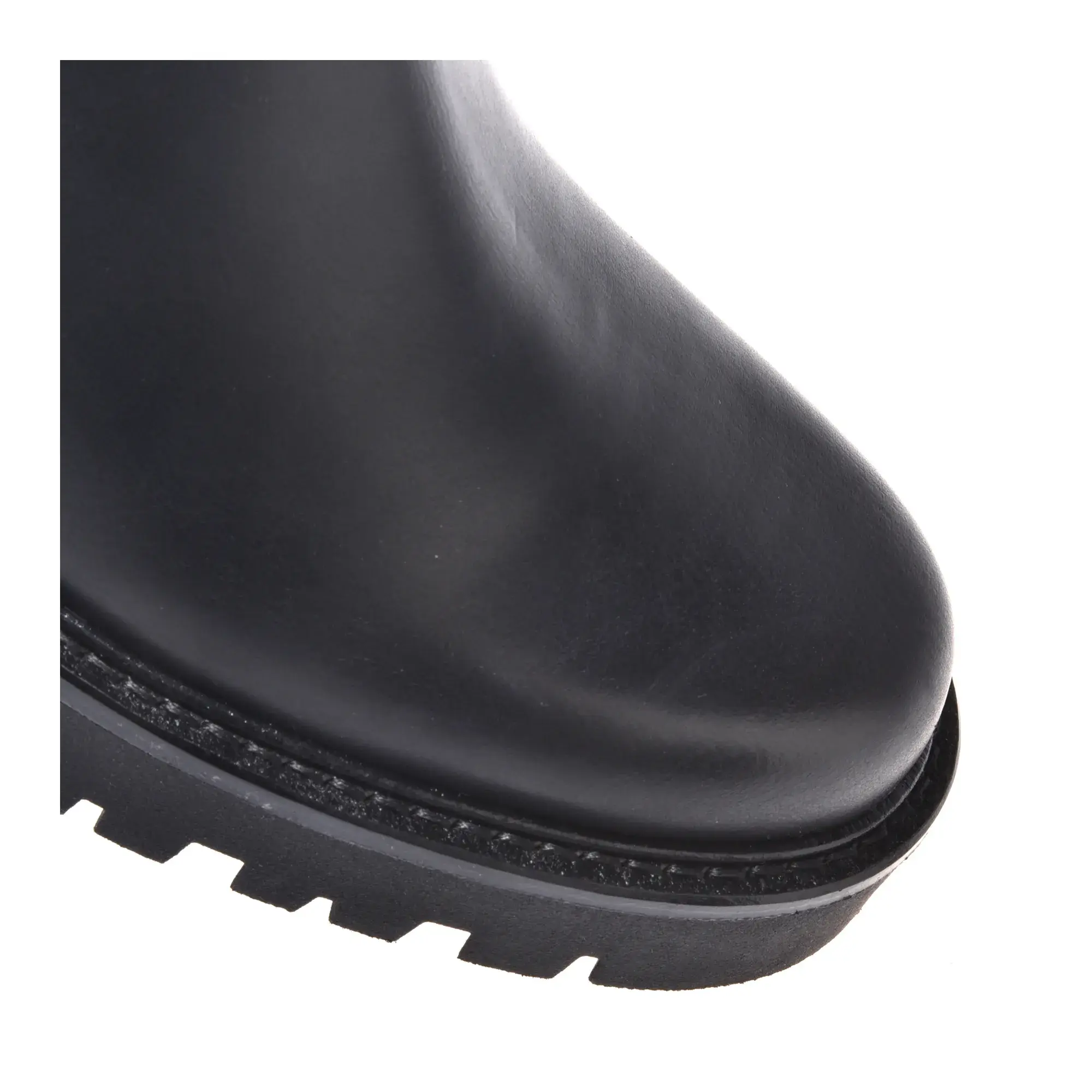 Schwarze Leder Stiefeletten mit Blockabsatz