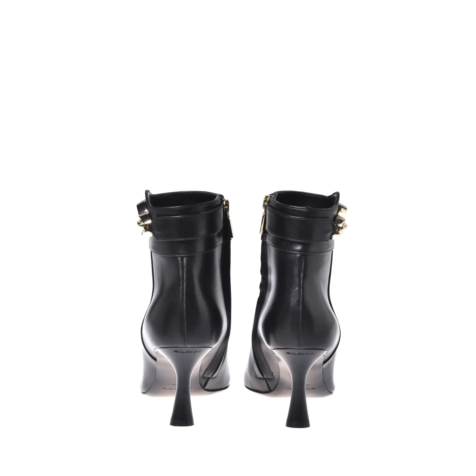 Schwarze spitze Stiefeletten aus Leder