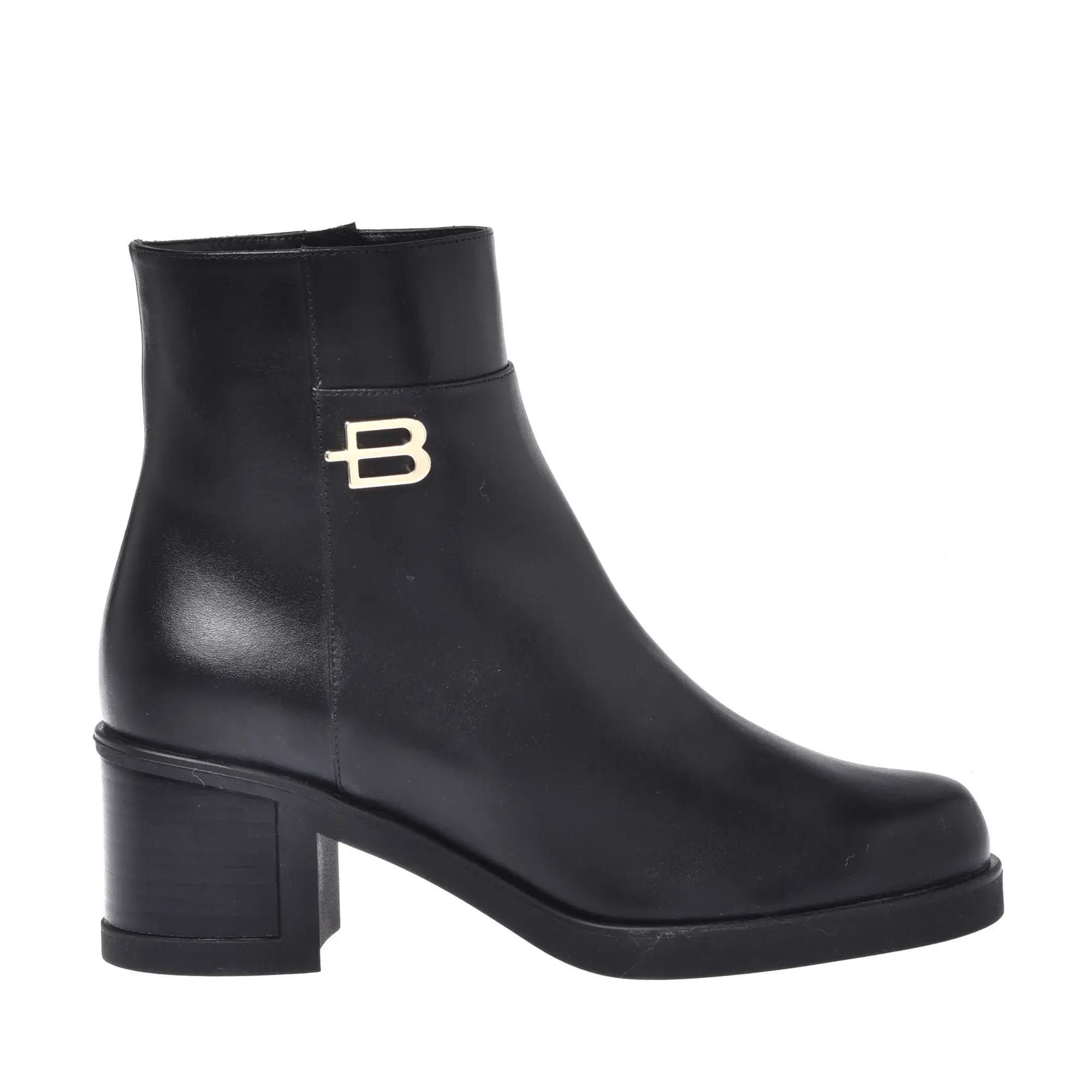 Leder-Stiefeletten mit Blockabsatz