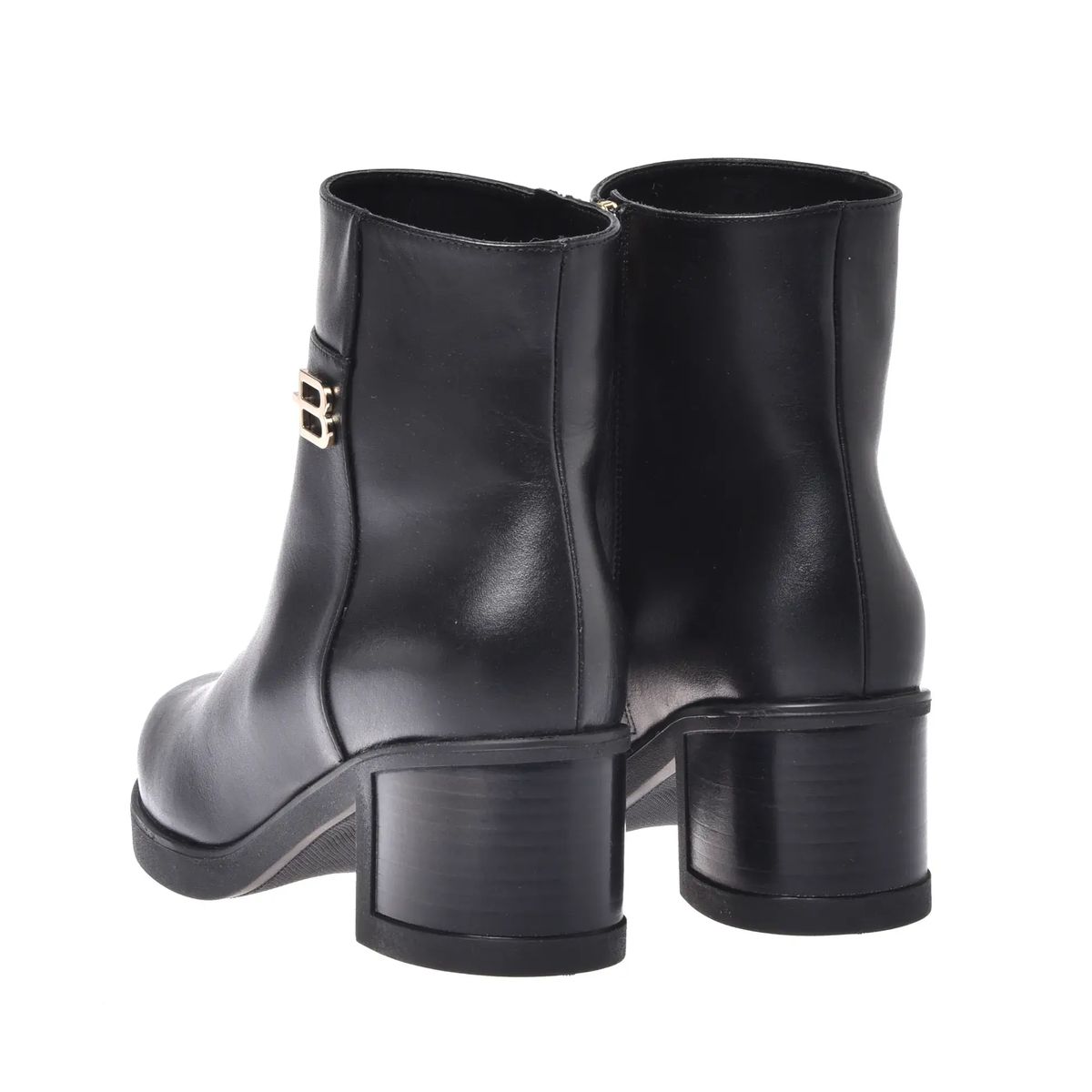 Leder-Stiefeletten mit Blockabsatz
