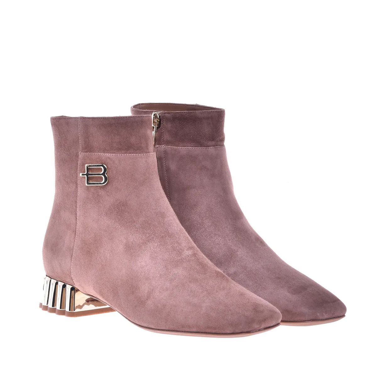 Taupe Wildleder Stiefeletten mit Blockabsatz