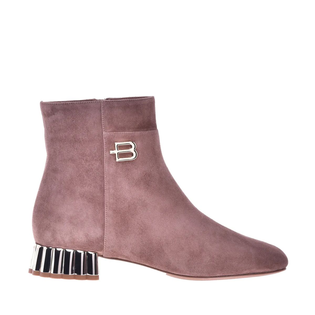 Taupe Wildleder Stiefeletten mit Blockabsatz