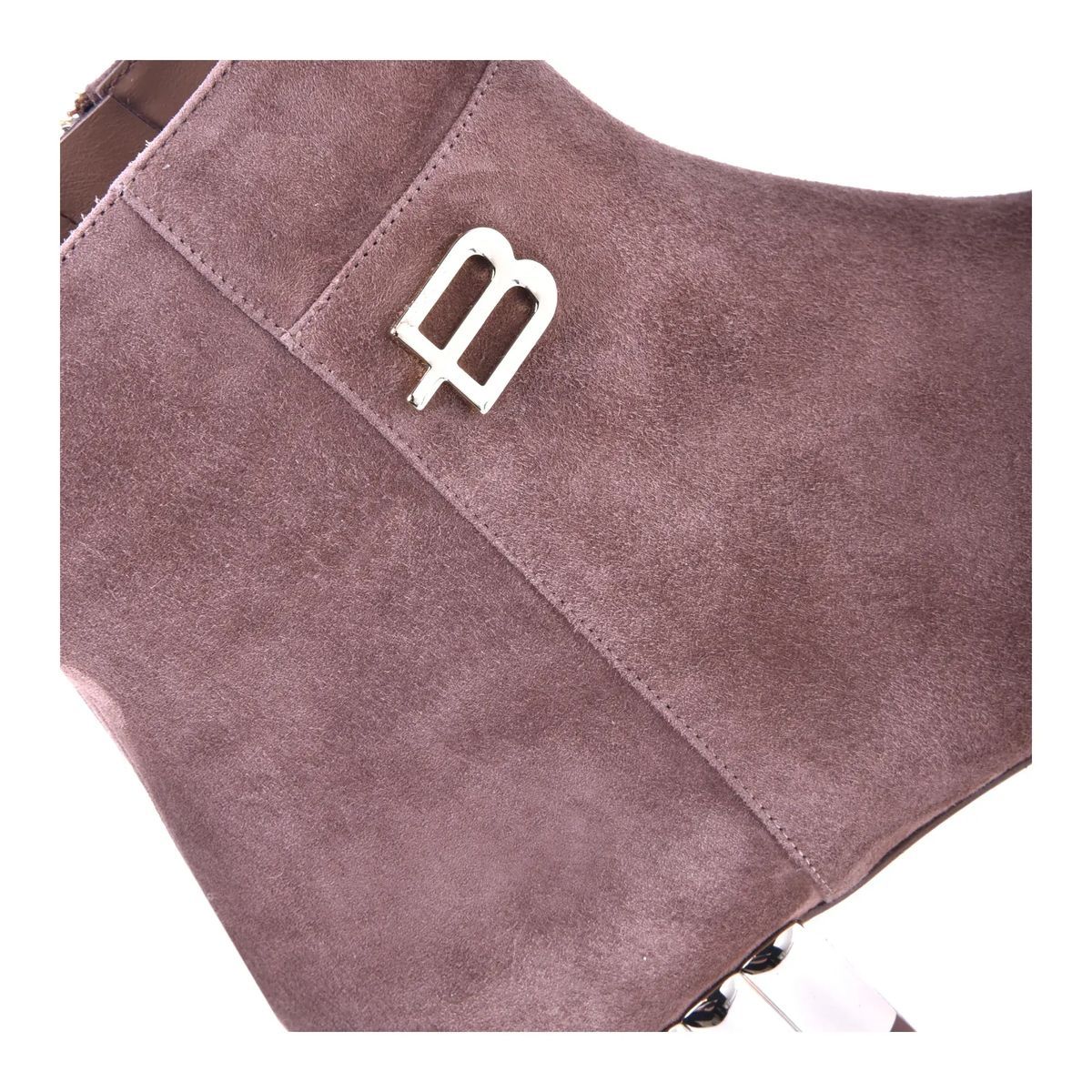 Taupe Wildleder Stiefeletten mit Blockabsatz