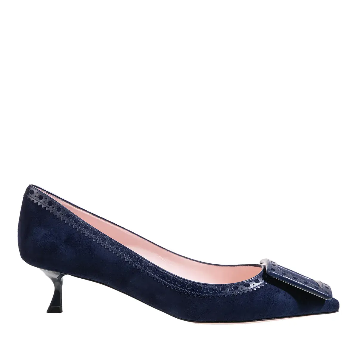 Blaue Wildleder-Pumps mit Kitten-Absatz